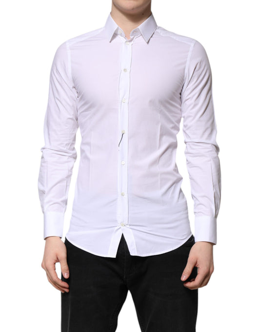 Dolce & Gabbana White Cotton GOLD Long Sleeves Dress Shirt Dolce & Gabbana
