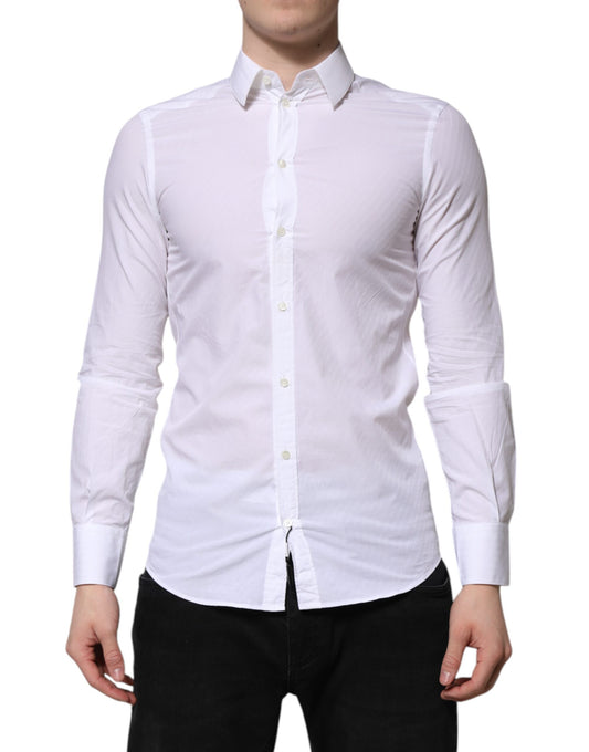 Dolce & Gabbana White Cotton MARTINI Long Sleeve Dress Shirt Dolce & Gabbana