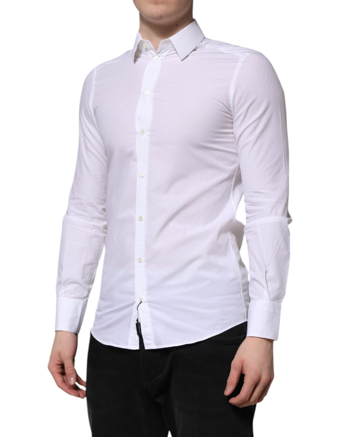 Dolce & Gabbana White Cotton MARTINI Long Sleeve Dress Shirt Dolce & Gabbana