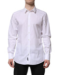 Dolce & Gabbana White Cotton GOLD Long Sleeves Dress Shirt - Eljoys Fashion 