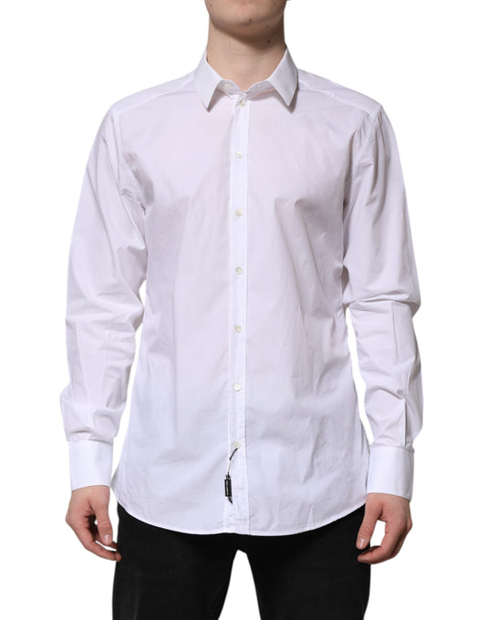 Dolce & Gabbana White Cotton GOLD Long Sleeves Dress Shirt Dolce & Gabbana