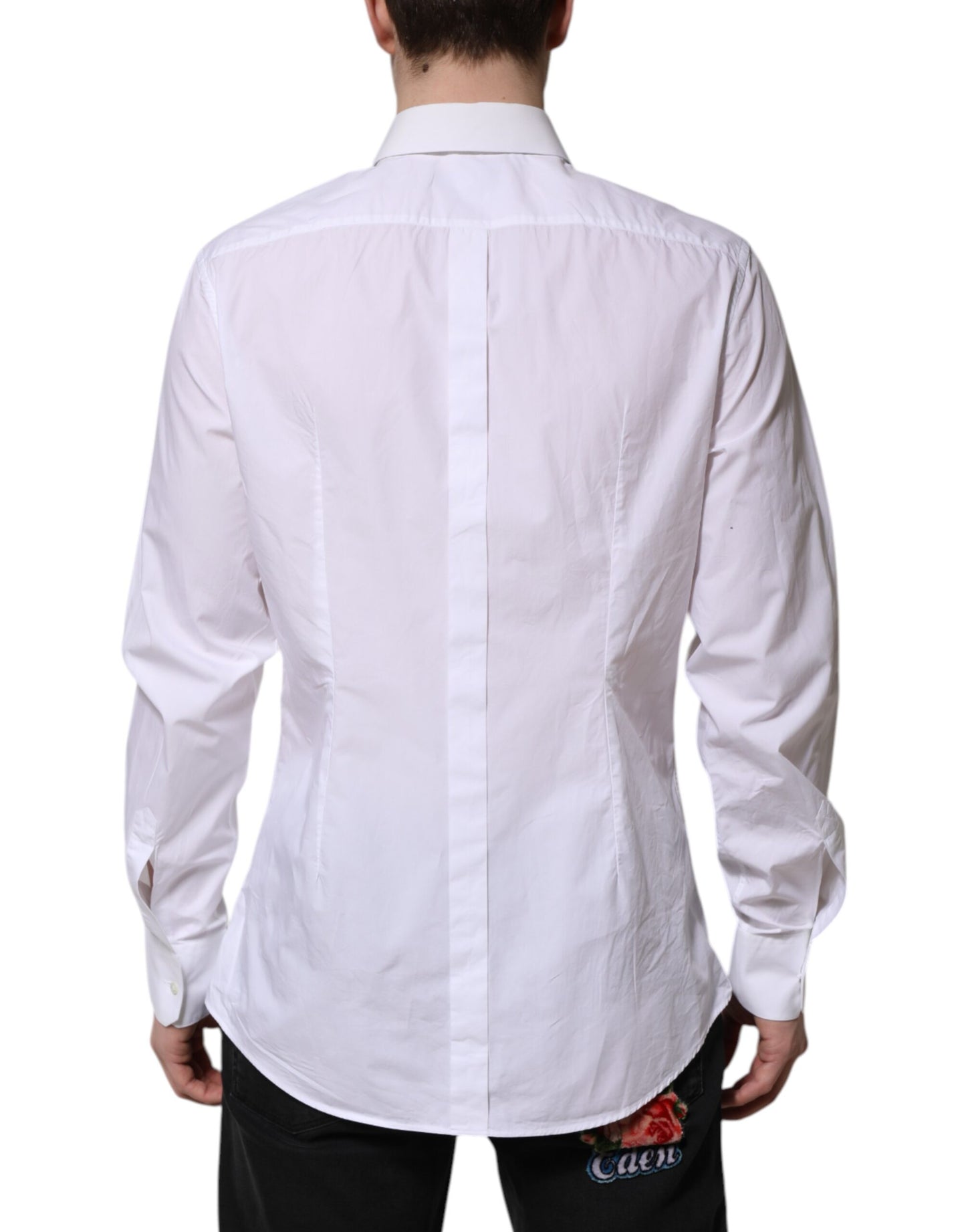 Dolce & Gabbana White Cotton GOLD Long Sleeves Dress Shirt Dolce & Gabbana