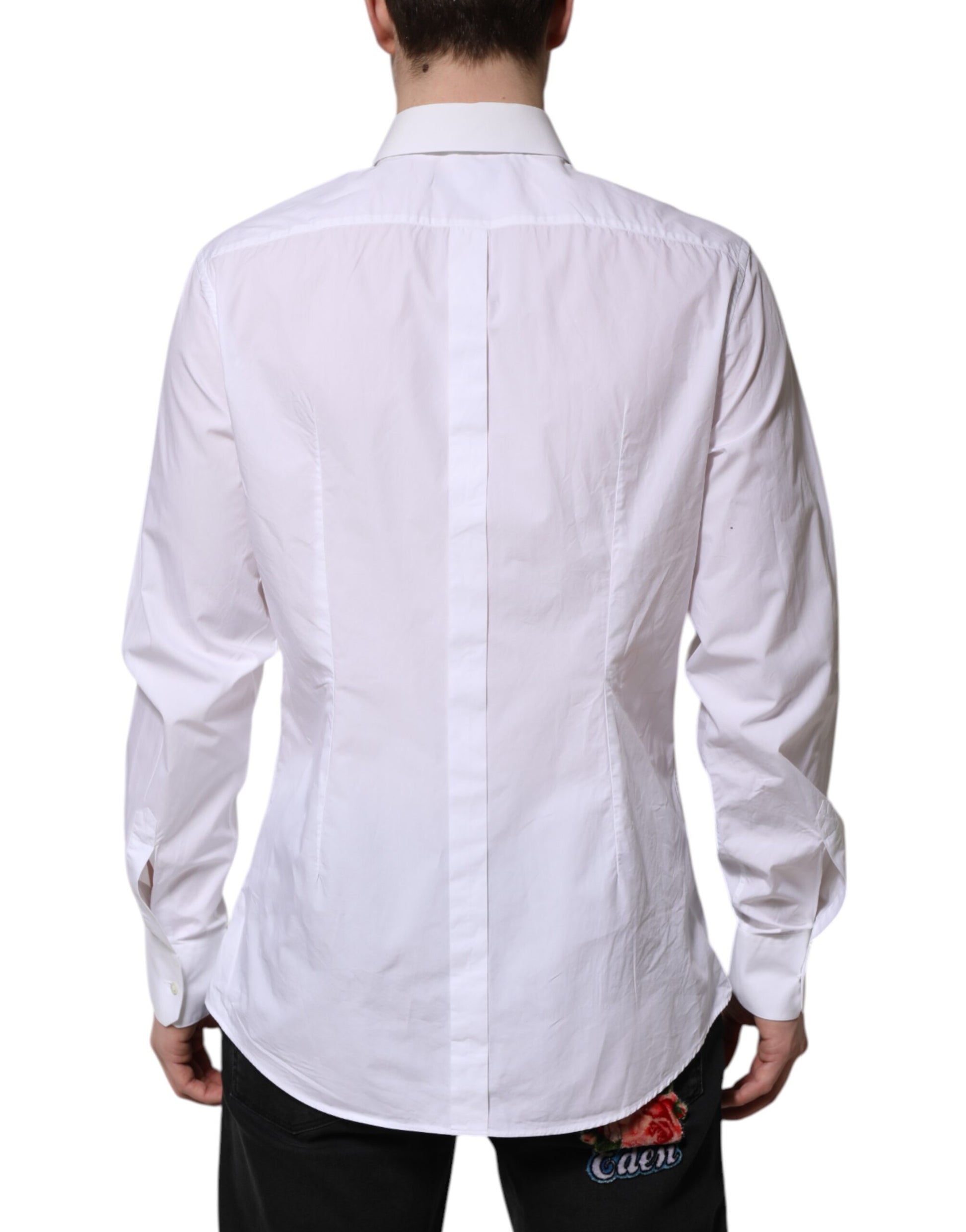 Dolce & Gabbana White Cotton GOLD Long Sleeves Dress Shirt Dolce & Gabbana