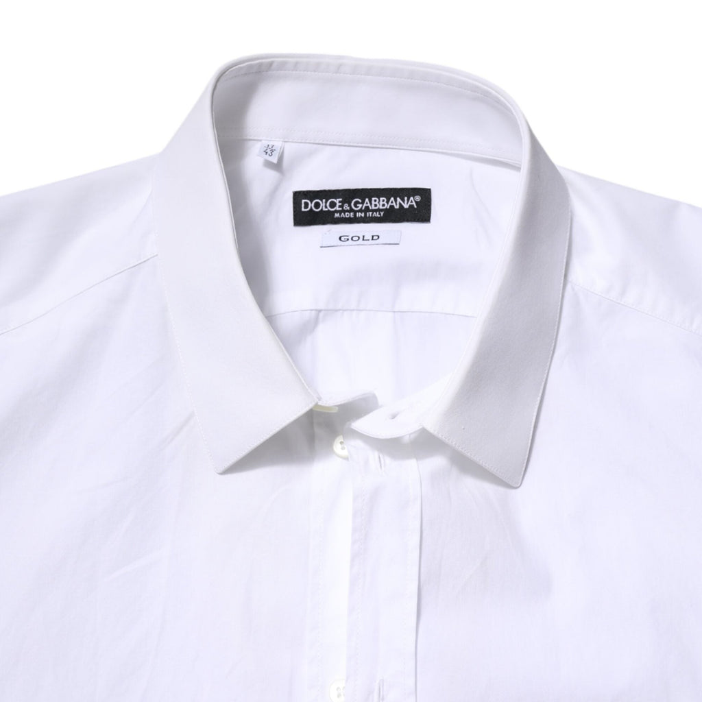 Dolce & Gabbana White Cotton GOLD Long Sleeves Dress Shirt
