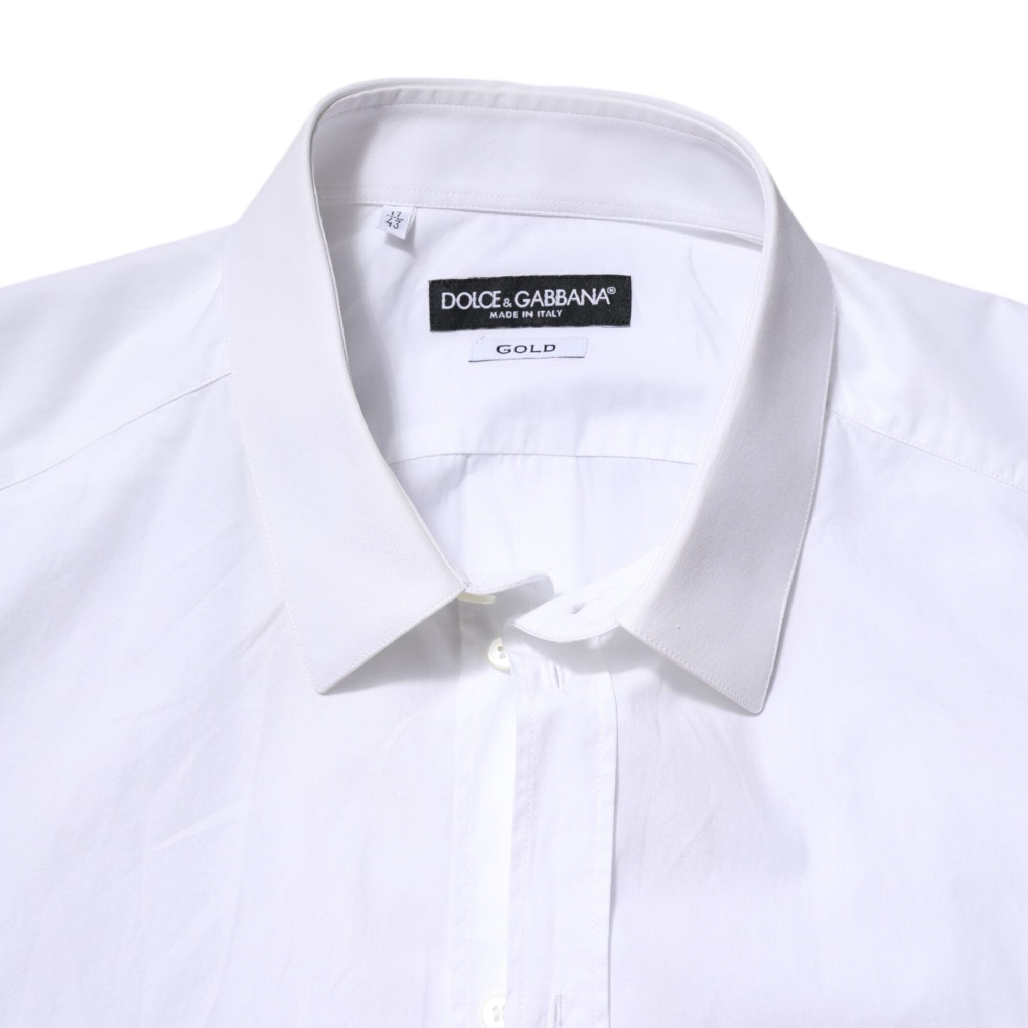 Dolce & Gabbana White Cotton GOLD Long Sleeves Dress Shirt