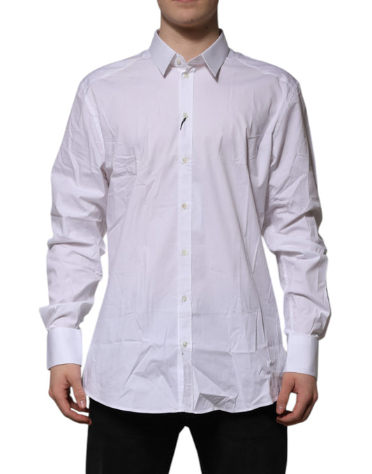 Dolce & Gabbana White Cotton GOLD Long Sleeves Dress Shirt Dolce & Gabbana