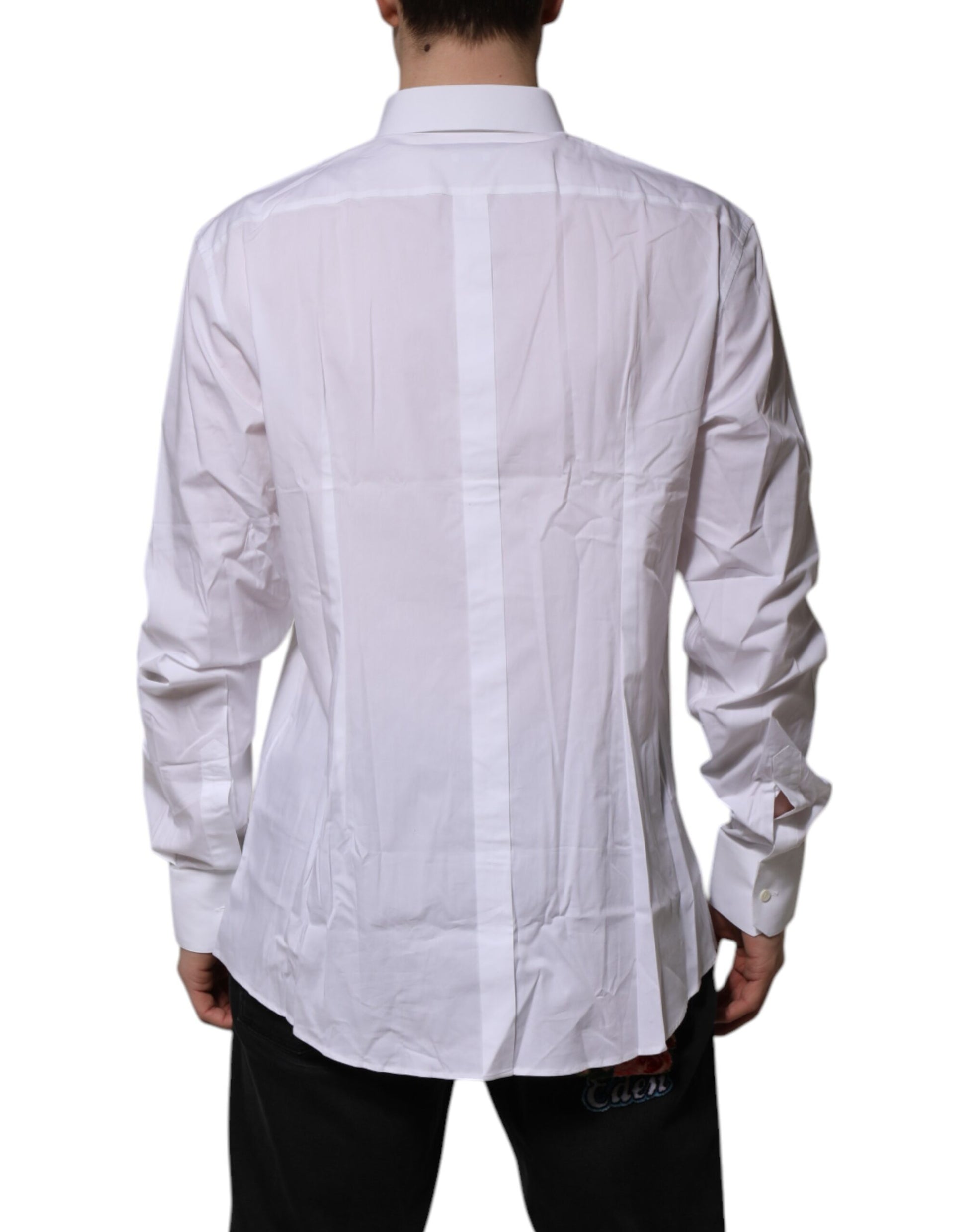Dolce & Gabbana White Cotton GOLD Long Sleeves Dress Shirt Dolce & Gabbana