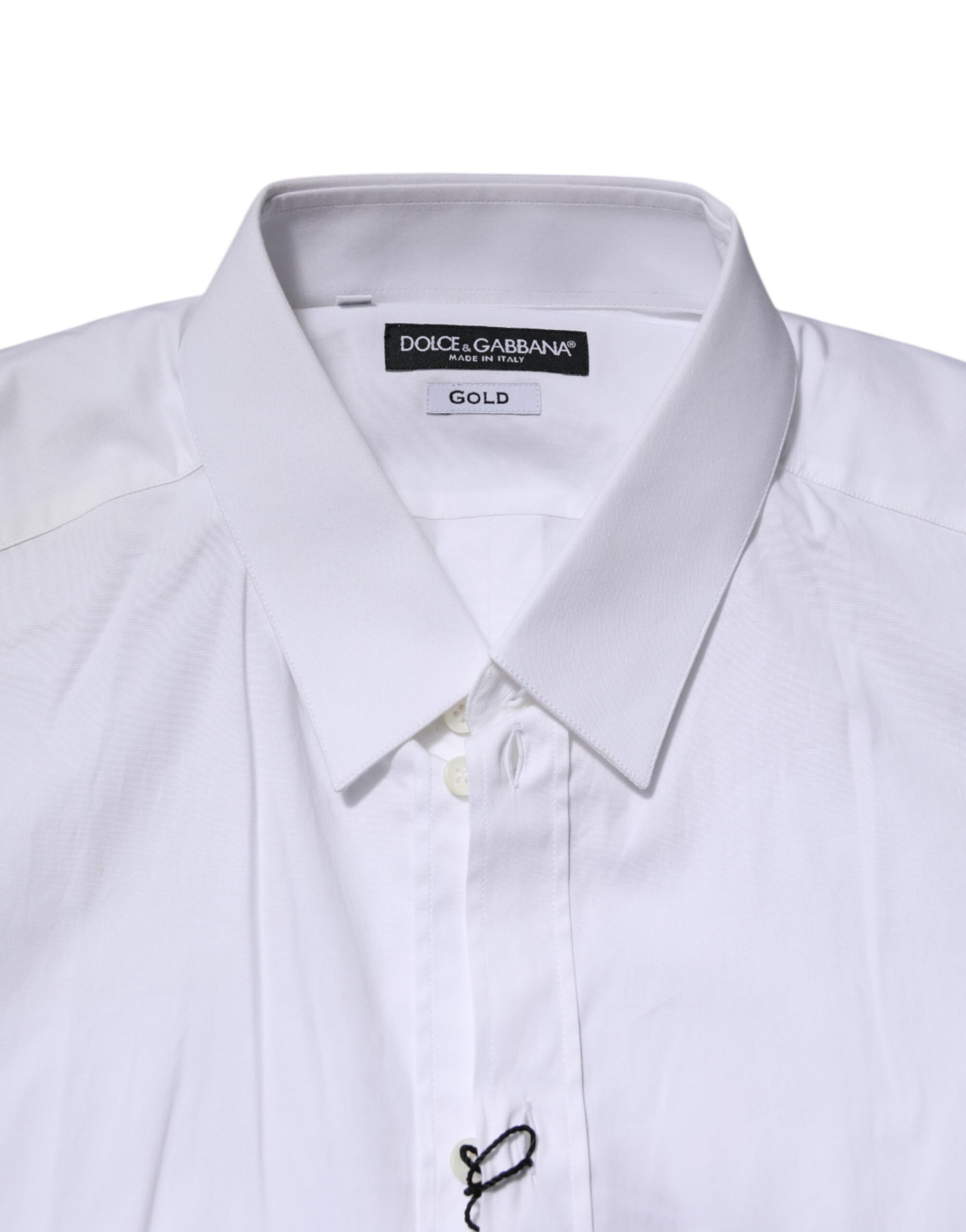 Dolce & Gabbana White Cotton GOLD Long Sleeves Dress Shirt Dolce & Gabbana