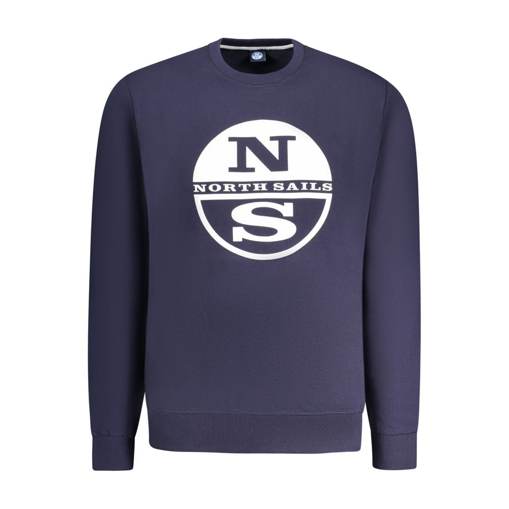 North Sails blue cotton men's sweatshirt showing a relaxed fit with the North Sails logo on the front.