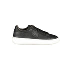 Black polyurethane men's sneaker by Blauer with sleek design and lace-up closure, featuring a comfortable sporty look.