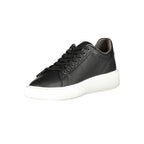 Black polyurethane men's sneaker by Blauer with sleek design and white sole, showcasing the modern athletic style.