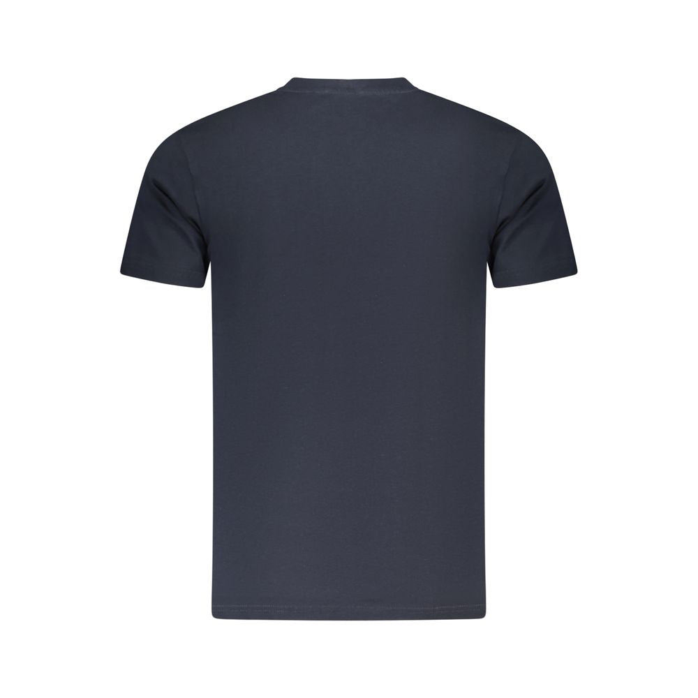 Cavalli Class Blu cotton men's T-shirt with a classic fit and round neckline, featuring subtle branding details.