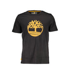 Black Timberland organic cotton men's T-shirt with crew neck and short sleeves, casual and eco-friendly style.
