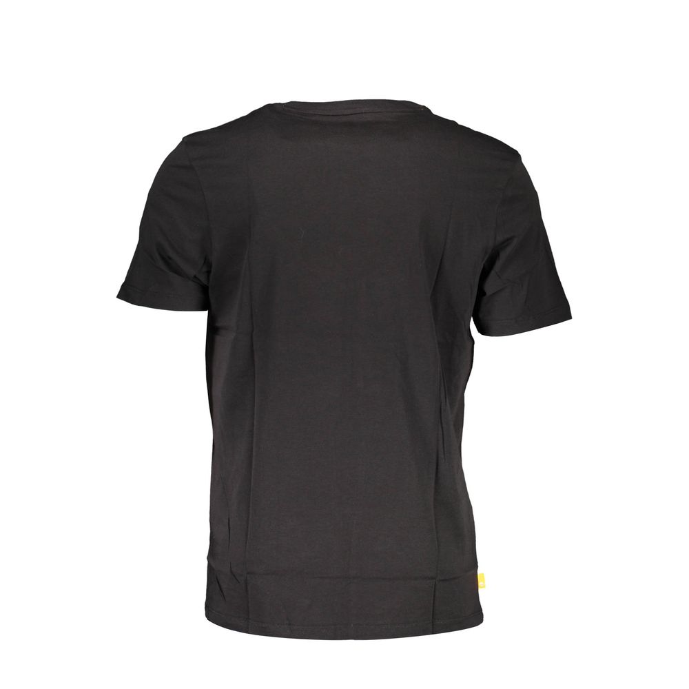Black organic cotton men's T-shirt by Timberland, featuring a comfortable fit and classic crew neck design.