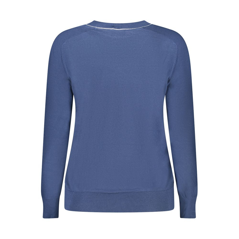 Blue North Sails women's viscose sweater with a relaxed fit and long sleeves, displayed on a neutral background.