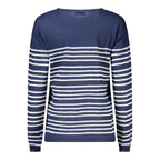 North Sails blue linen women's sweater displayed flat, showing its soft fabric and classic design perfect for casual wear.