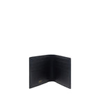 Black calf leather Ferragamo Bos Taurus wallet featuring a sleek design and compact silhouette.