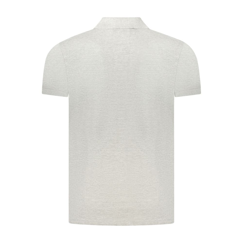 Cavalli Class Grigio cotton men's polo shirt with collar and short sleeves, featuring subtle branding and a classic fit.