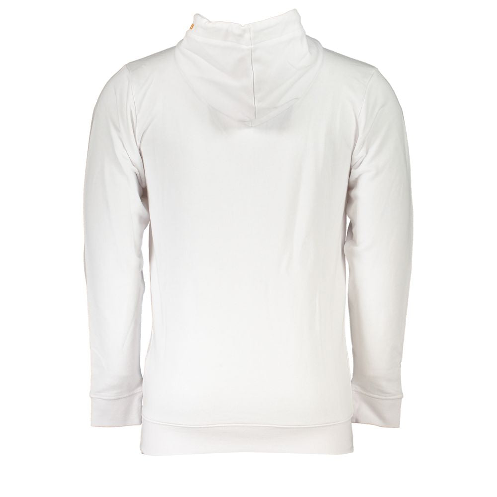 Cavalli Class Bianco cotton men's sweatshirt with a round neckline and long sleeves, featuring a minimalist design.