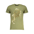 Cavalli Class Verde cotton men's T-shirt with a classic fit and short sleeves, displayed on a white background.