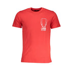Red cotton men's T-shirt from Cavalli Class with a classic fit and crew neckline, featuring subtle branding details.