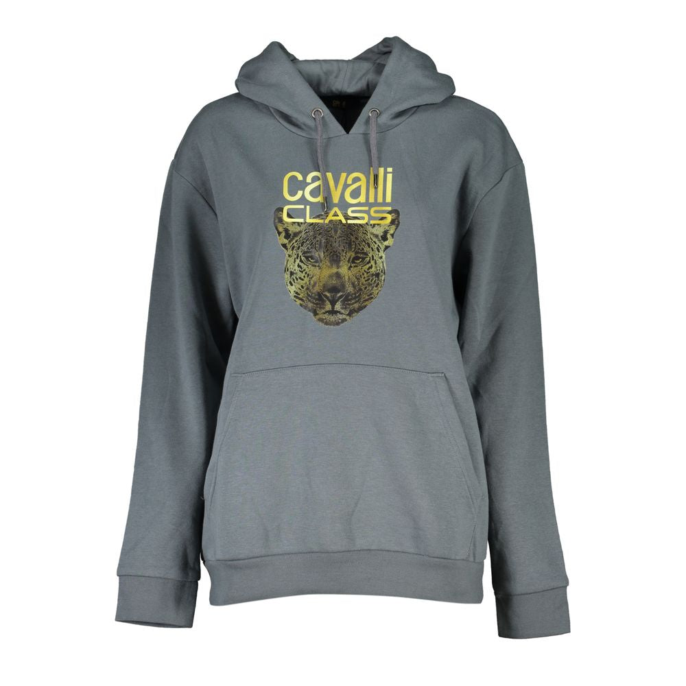 Cavalli Class Grigio polyester women's sweatshirt with long sleeves and a relaxed fit, casual and comfortable for everyday wear.