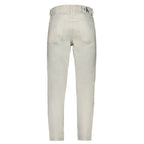 Calvin Klein white cotton men's jeans with classic fit and five-pocket design, displayed on a neutral background.