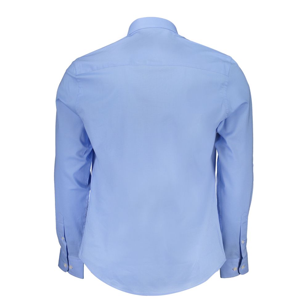 Light blue North Sails cotton men's shirt with a classic collar and button-down front, displayed on a hanger.