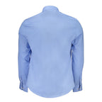Light blue North Sails cotton men's shirt with a classic collar and button-down front, displayed on a hanger.