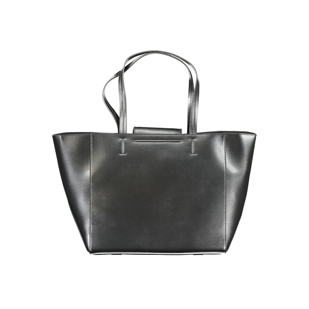 Black Calvin Klein recycled polyester handbag for women with sleek design and modern style.