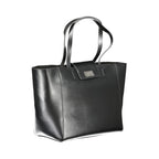 Black Calvin Klein women's handbag made of recycled polyester, featuring sleek design and top handle for everyday style.