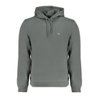 Green cotton men's sweater by Napapijri, featuring a classic crewneck design and comfortable fit.