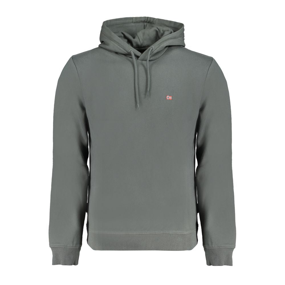 Green cotton men's sweater by Napapijri, featuring a classic crewneck design and comfortable fit.