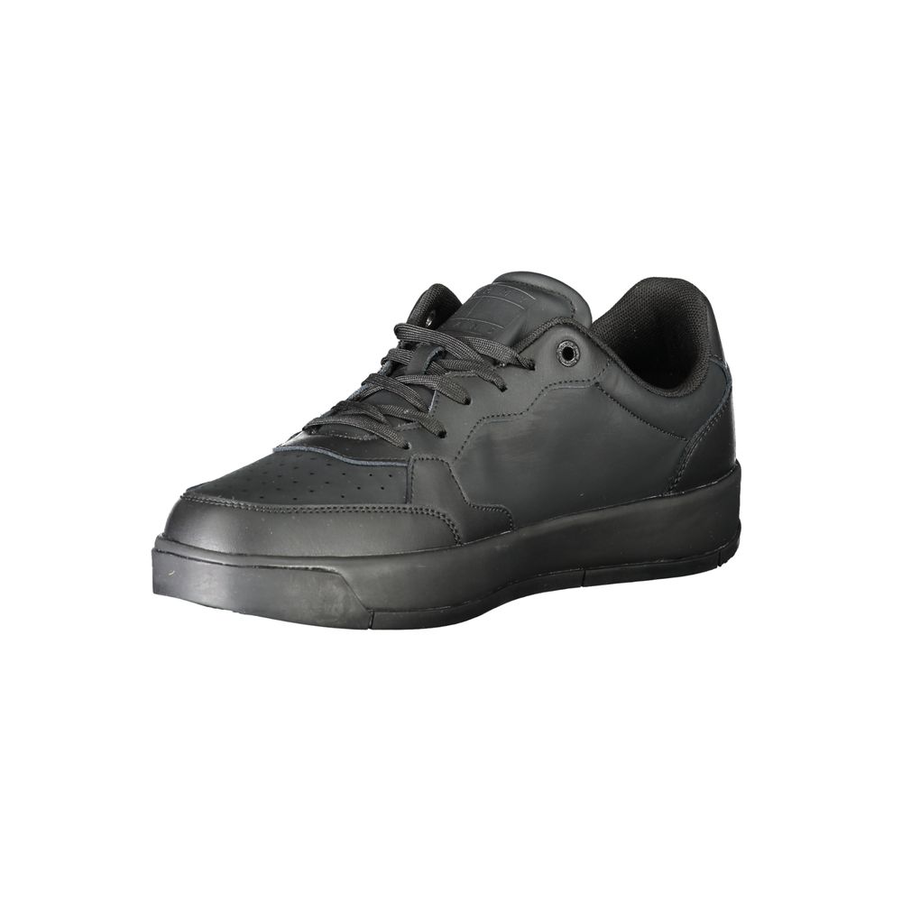 Tommy Hilfiger Nero poliuretano men's sneaker with sleek black design and white sole, casual footwear for everyday wear.