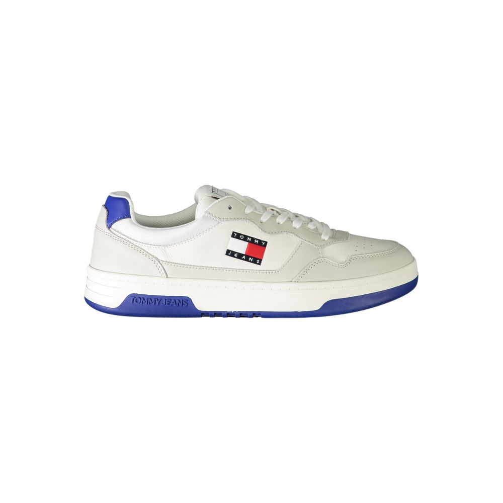 Tommy Hilfiger Bianco polyurethane men's sneaker with white design and sporty lace-up style.