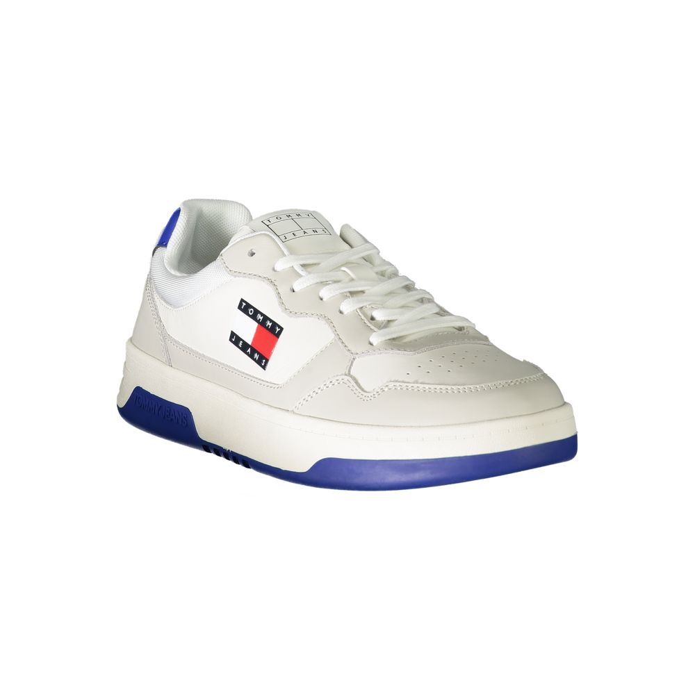 Tommy Hilfiger Bianco polyurethane men's sneaker with white design, lace-up closure, and casual athletic style.