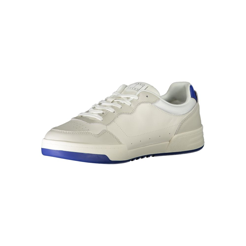 Tommy Hilfiger Bianco polyurethane men's sneaker with white design and casual athletic style.