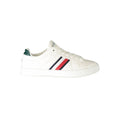 Tommy Hilfiger white leather men's sneaker with a sleek design and casual style, featuring the brand's logo on the side.