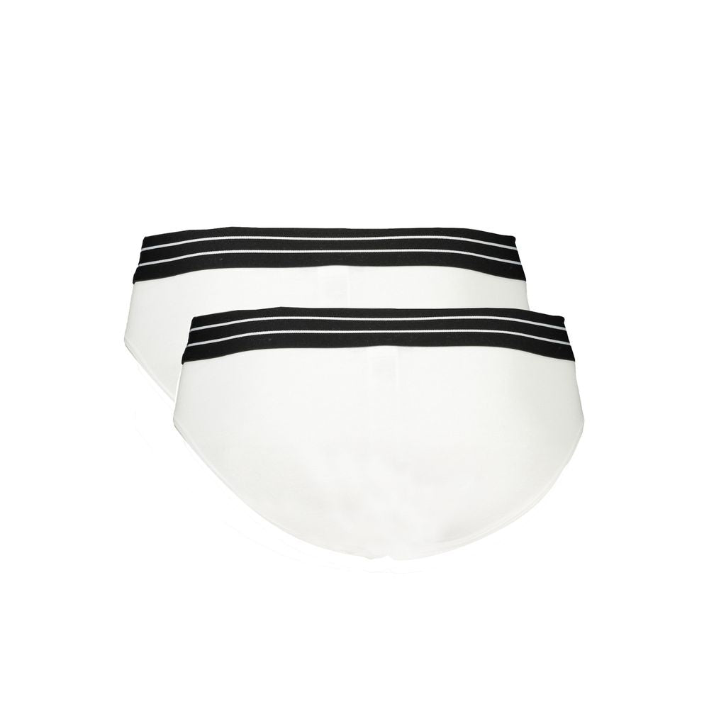 White cotton men's briefs by Cavalli Class, featuring a comfortable fit and classic design for everyday wear.
