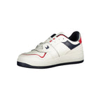 Tommy Hilfiger Bianco polyurethane men's sneaker with white design, lace-up closure, and casual athletic style.