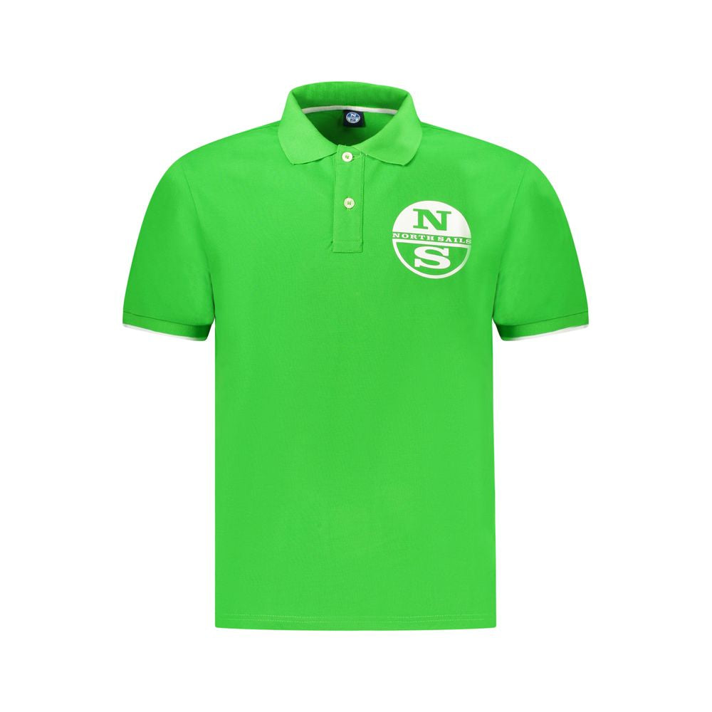 North Sails Verde Cotton Men’s Polo shirt, green color, with collar and short sleeves, displayed on a hanger.