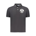 Black cotton men's polo shirt by North Sails, featuring a classic fit and collar, shown on a plain background.