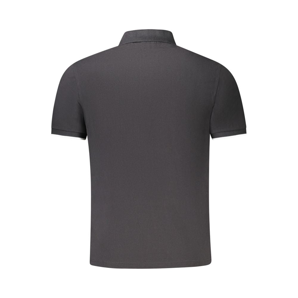 North Sails black cotton men's polo shirt, showing a classic collar and short sleeves, made from soft, comfortable fabric.