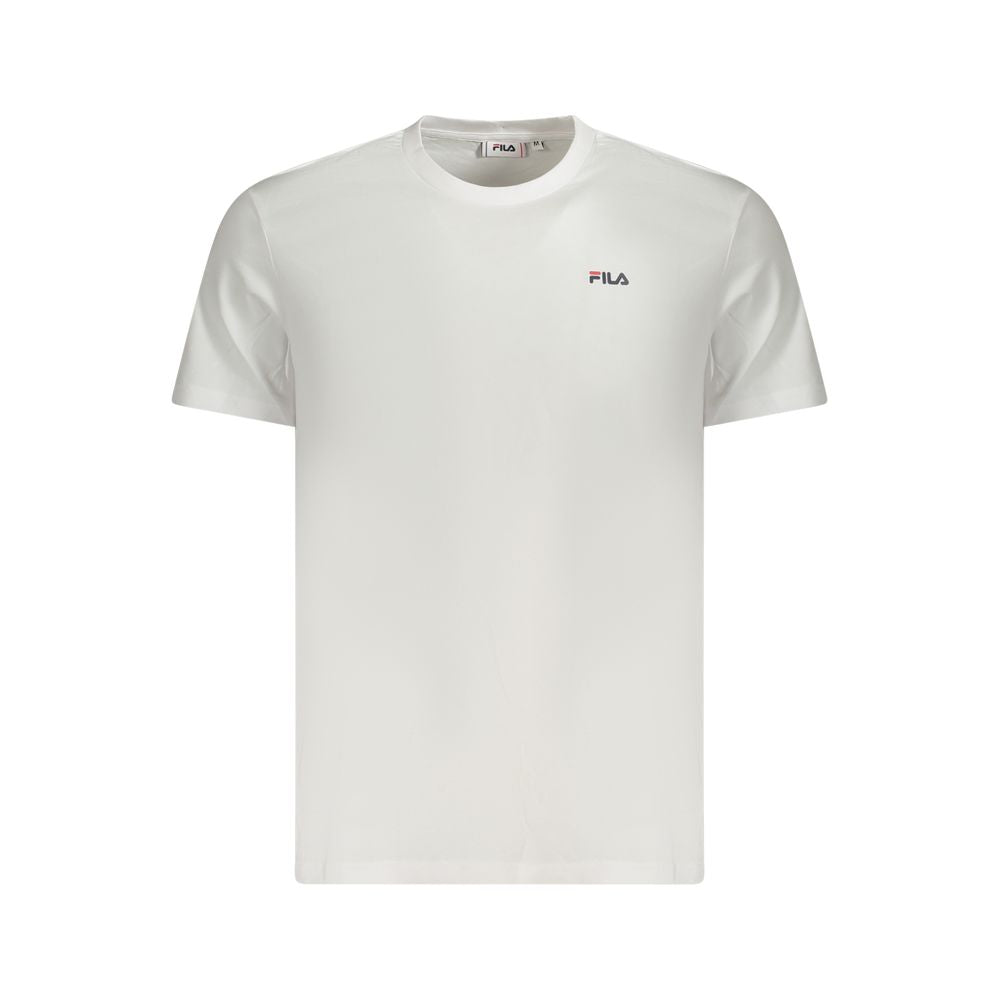 White cotton men's T-shirt by Fila, featuring a classic crew neck and simple design, displayed on a plain background.