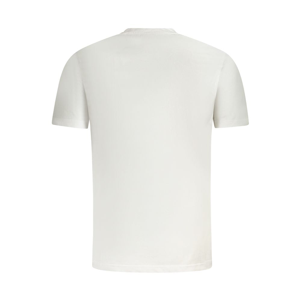 White cotton men's T-shirt by Fila featuring a classic crew neck and comfortable fit, displayed on a plain background.