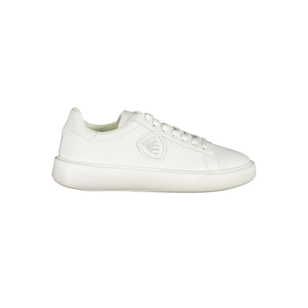 White Blauer polyurethane men's sneaker with modern design and comfort features, shown from a side view.