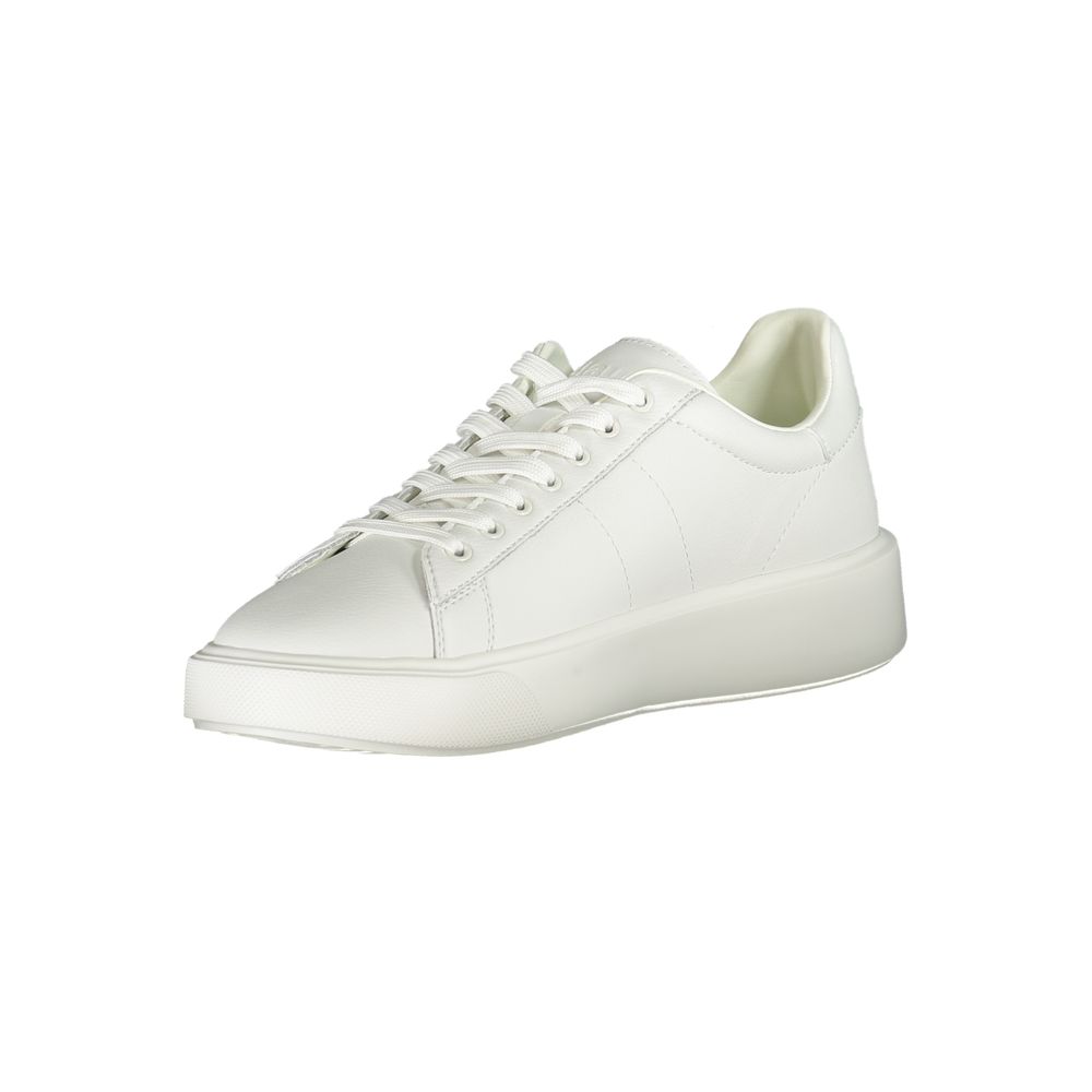 White Blauer polyurethane men's sneaker with sleek design and lace-up closure, showcasing a modern athletic footwear style.