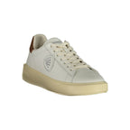 Blauer men's white polyurethane sneaker with sleek design and rubber sole, ideal for casual and sporty wear.