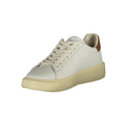 White Blauer men's polyurethane sneaker with lace-up design and sporty style, featuring a sleek, modern look.