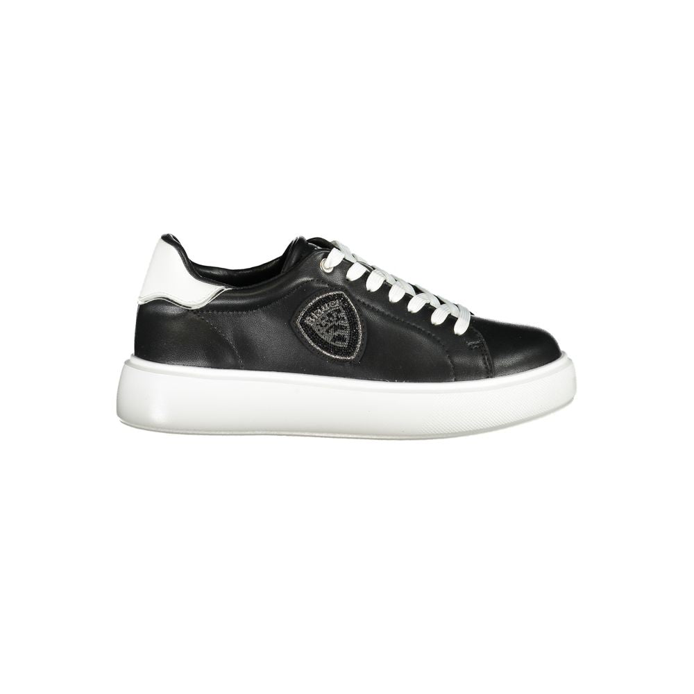 Blauer Nero women's sneaker with black polyurethane upper, white sole, and stylish athletic design.
